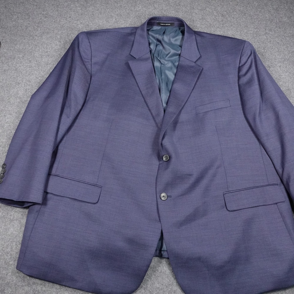 Awearness Kenneth Cole Mens Blue Wool Blend Blazer Sport Coat Jacket Size 56R